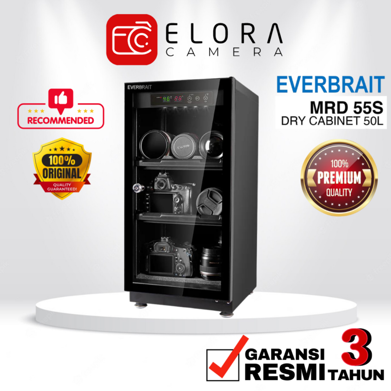 Dry Cabinet Everbrait Electronic Dry Cabinet MRD 55S 50L Dry Box Garansi Resmi – Tempat Penyimpanan Kamera