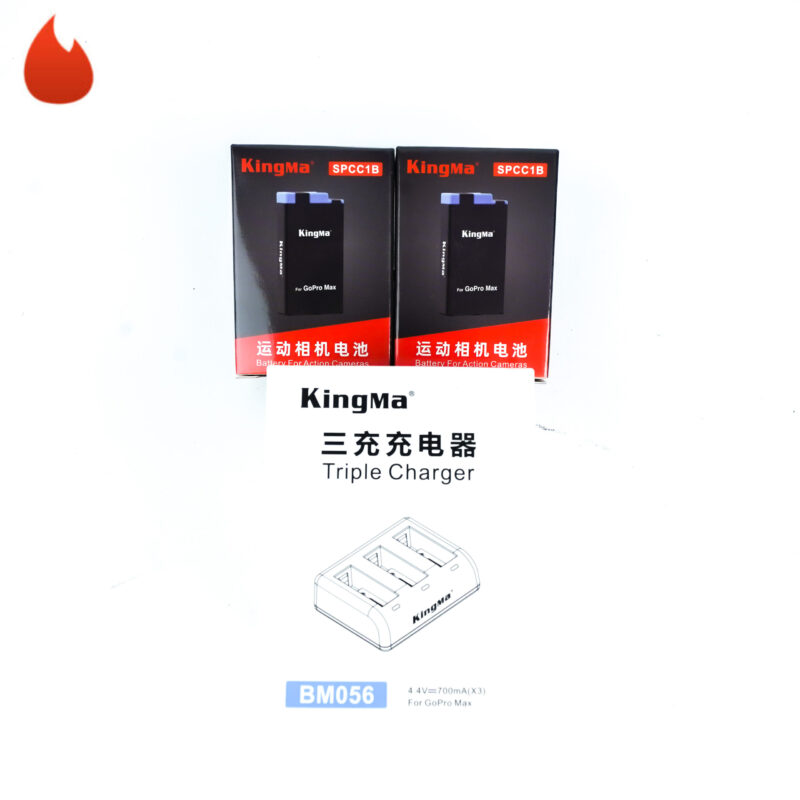 BATERAI KINGMA GOPRO MAX BLACK 2-PACK TRIPLE CHARGER LCD (K2976)