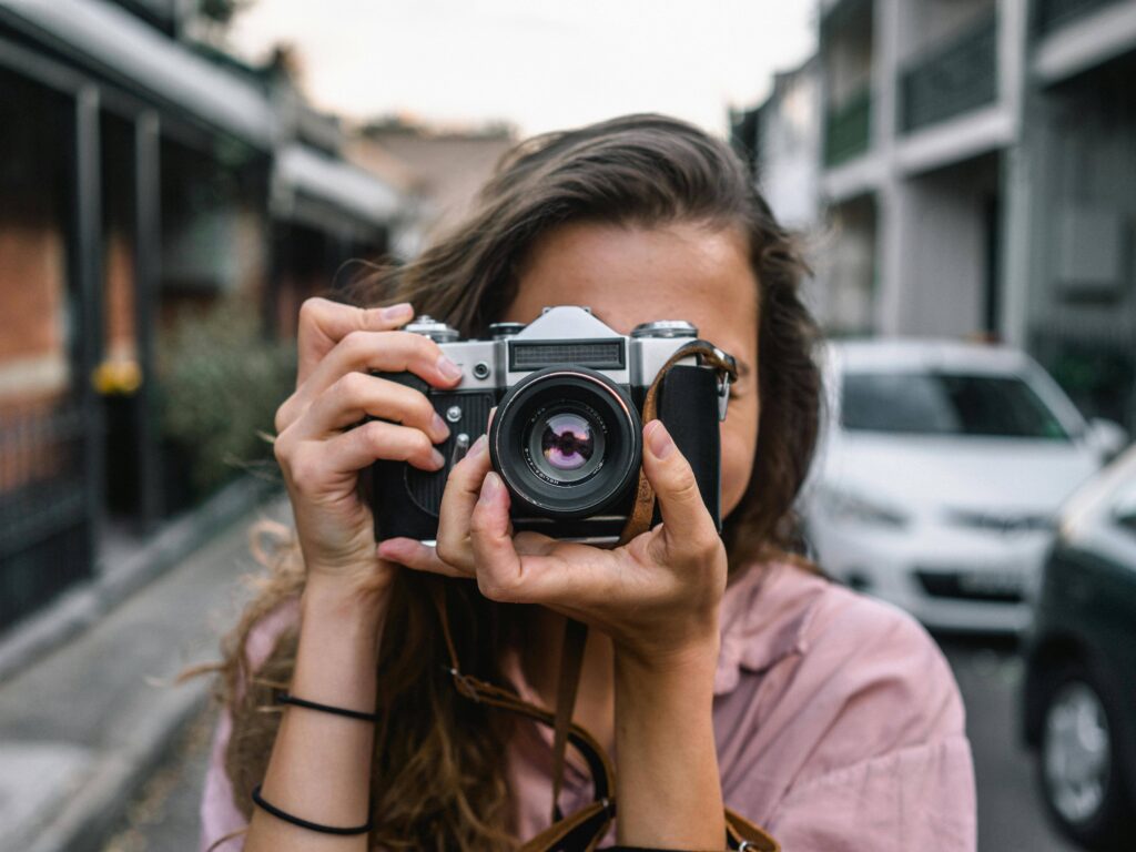 person hold camera